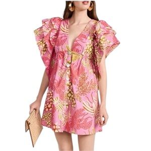 FARM Rio Pink and Yellow Floral Mini Dress
